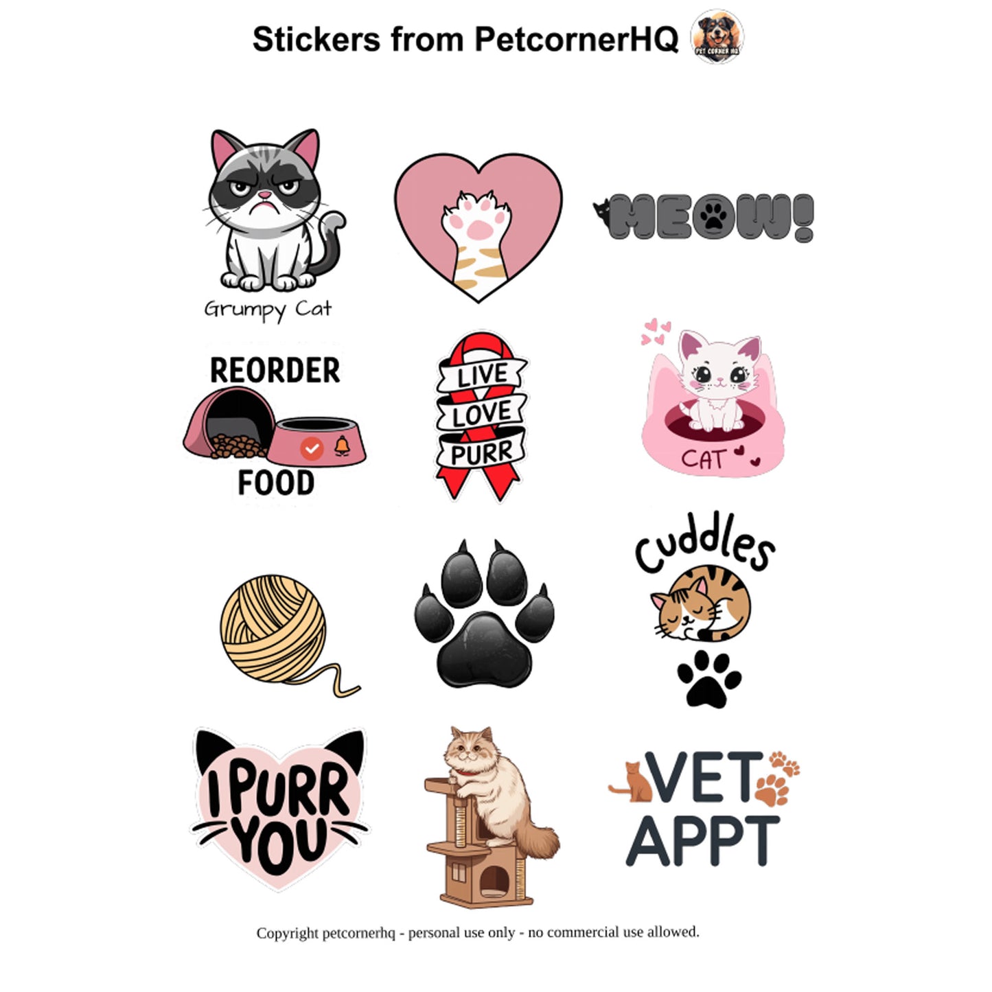 Goodnotes digital stickers for cat lovers